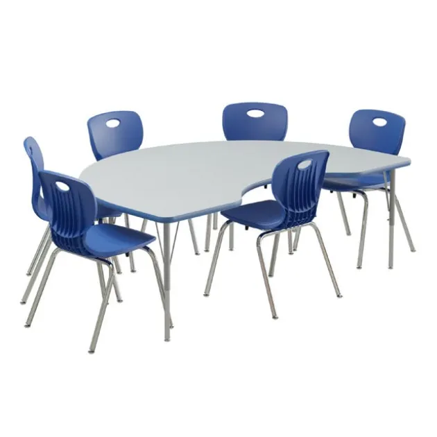 Deluxe HPL Activity Table & Classroom Student Chair Package (48" x 72" Kidney - 1 Table & 6 Chairs)
