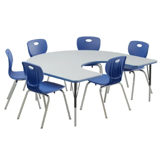 Deluxe HPL Activity Table & Classroom Student Chair Package (60" x 66" Horseshoe - 1 Table & 6 Chairs)