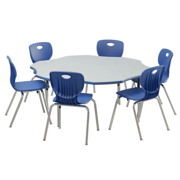 Deluxe HPL Activity Table & Classroom Student Chair Package (60" Flower - 1 Table & 6 Chairs)