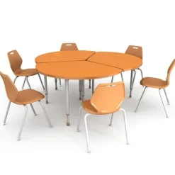 3 Desks 6 Chairs A&D Adjustable Wedge Student Desks with Ready Stack Chairs Package