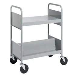 Double-Sided Book Truck w/ Sloping & Flat Top Shelves - 38"H