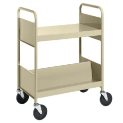 Double-Sided Book Truck w/ Sloping & Flat Top Shelves - 38
