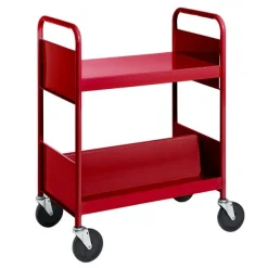 Double-Sided Book Truck w/ Sloping & Flat Top Shelves - 38