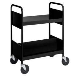 Double-Sided Book Truck w/ Sloping & Flat Top Shelves - 38