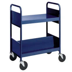 Double-Sided Book Truck w/ Sloping & Flat Top Shelves - 38