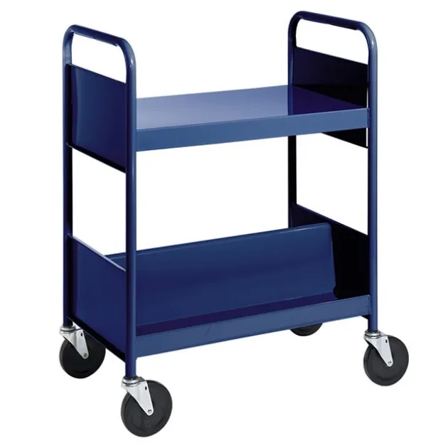 Double-Sided Book Truck w/ Sloping & Flat Top Shelves - 38"H