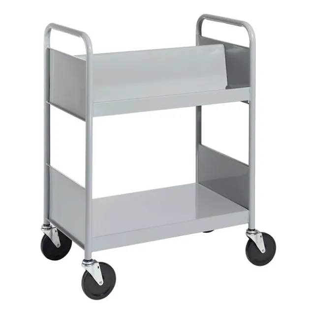 Double-Sided Book Truck w/ Sloping & Flat Shelves - 38"H