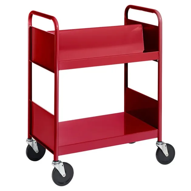Double-Sided Book Truck w/ Sloping & Flat Shelves - 38"H