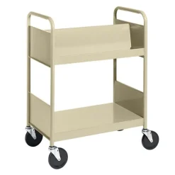 Double-Sided Book Truck w/ Sloping & Flat Shelves - 38