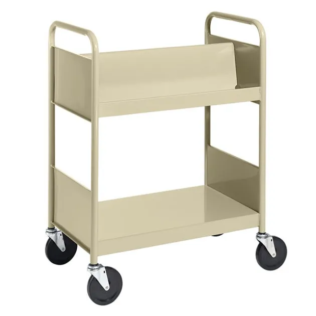 Double-Sided Book Truck w/ Sloping & Flat Shelves - 38"H