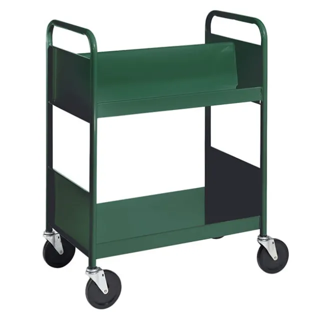 Double-Sided Book Truck w/ Sloping & Flat Shelves - 38"H
