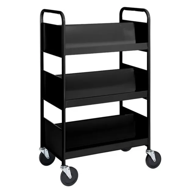 Double-Sided Book Truck w/ 3 Sloping Shelves - 47"H