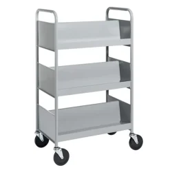 Double-Sided Book Truck w/ 3 Sloping Shelves - 47