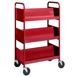 Double-Sided Book Truck w/ 3 Sloping Shelves - 47