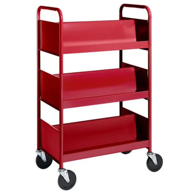 Double-Sided Book Truck w/ 3 Sloping Shelves - 47"H