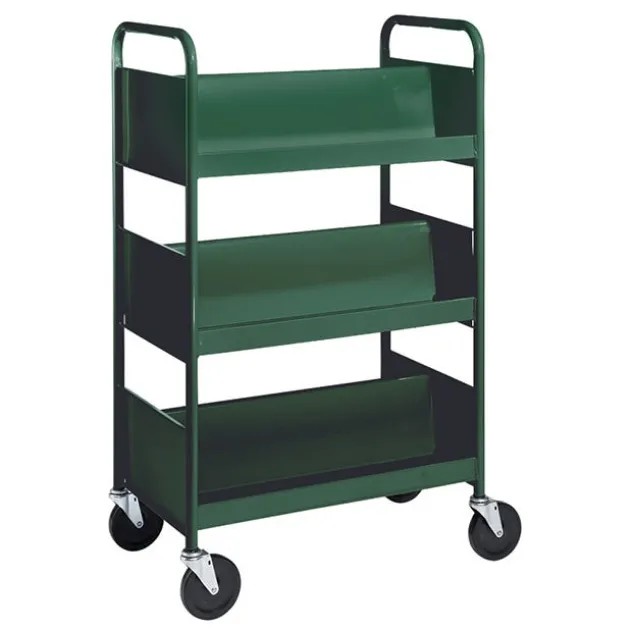 Double-Sided Book Truck w/ 3 Sloping Shelves - 47"H