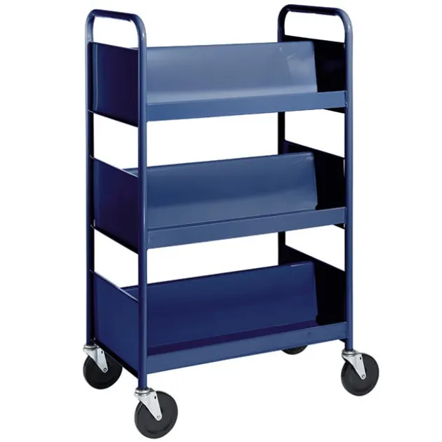 Double-Sided Book Truck w/ 3 Sloping Shelves - 47"H