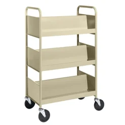Double-Sided Book Truck w/ 3 Sloping Shelves - 47