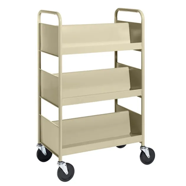 Double-Sided Book Truck w/ 3 Sloping Shelves - 47"H