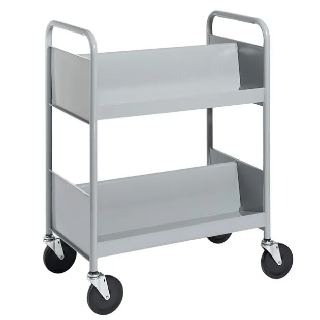 Double-Sided 2-Shelf Combination Cart w/ Sloped Shelves - 38"H