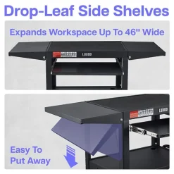 Drop Leaf Steel Computer Workstation With Keyboard Tray & Cabinet