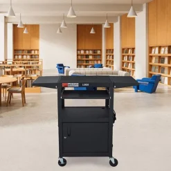 Drop Leaf Steel Computer Workstation With Keyboard Tray & Cabinet