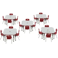 Dry Erase Deluxe HPL Height Adjustable Collaborative Desk Package w/ 20 Wing Desks & 20 Chairs