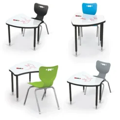 Dry Erase Small Shapes Desk & Hierarchy 4-Leg Chair (18'' H) Package