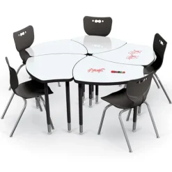 Dry Erase Small Shapes Desk & Hierarchy 4-Leg Chair (18'' H) Package