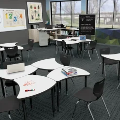 Dry Erase Small Shapes Desk & Hierarchy 4-Leg Chair (18'' H) Package