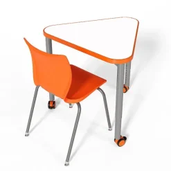 Elemental Triangle Adjustable Student Desk with Dry Erase Laminate Top