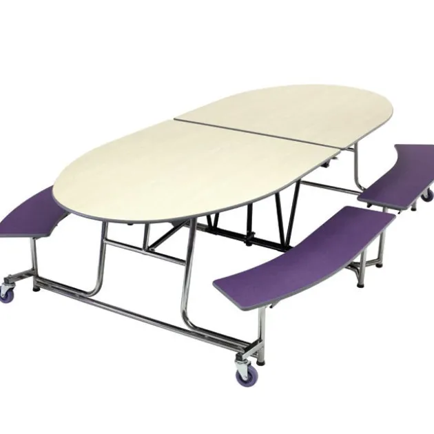 Elliptical Mobile Bench Cafeteria Table (10' L)