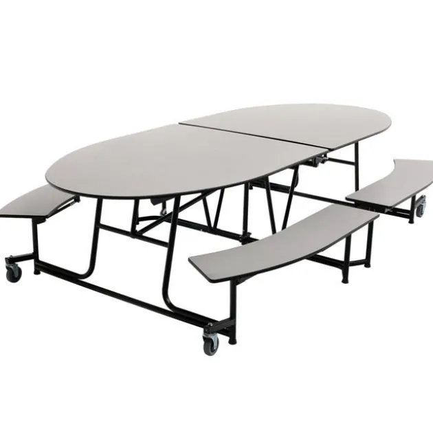 Elliptical Mobile Bench Cafeteria Table (10' L)
