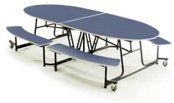 Elliptical Mobile Bench Cafeteria Table (10' L)
