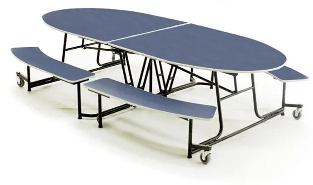 Elliptical Mobile Bench Cafeteria Table (10' L)