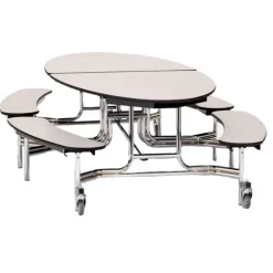 Elliptical Mobile Bench Cafeteria Tables