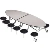Elliptical Mobile Stool Cafeteria Tables