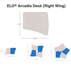 ELO OnVoy Arcadia Jr. Student Desk w/ Round Adjustable Legs