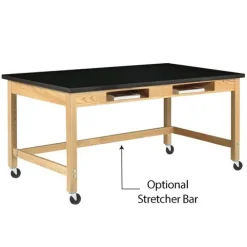 Epoxy Resin Maple Science Table with Book Compartment (30'' D X 72'' W)