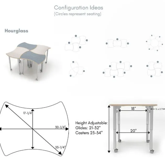 ESTO Hourglass Student Desk (T-Mold Edge)
