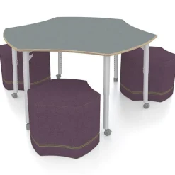 ESTO Hyve Table with Perch Hyve Soft Seating Package, Tailored Linen Laminate
