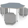 ESTO Hyve Table with Perch Hyve Soft Seating Package, Chambray Fabric Laminate