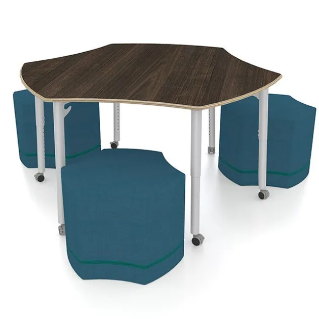 ESTO Hyve Table with Perch Hyve Soft Seating Package, Cascara Teakwood Laminate