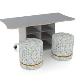 ESTO Inverse Table with Perch Circle Soft Seating Package, Folkstone Hex Finish
