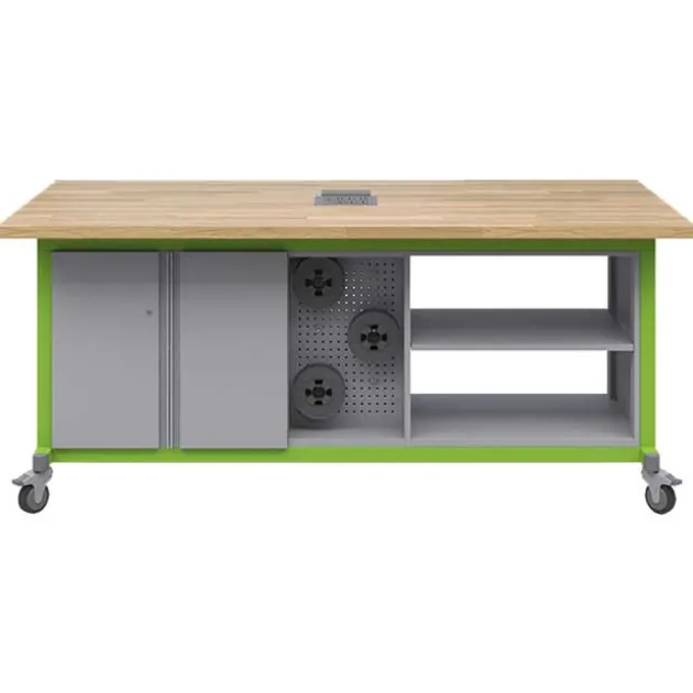 Explorer Dual Storage Cabinet with Peg Board Maker Tables by Haskell