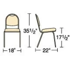 Fabric Padded Stack Chair with Round Back and Crown Seat