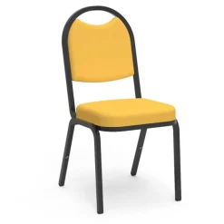 Fabric Padded Stack Chair with Round Back and Crown Seat