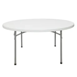 Folding Round Table (60'') with Eight Padded Folding Chairs