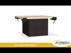 Four-Station Steel Workbenches with Locker Base
