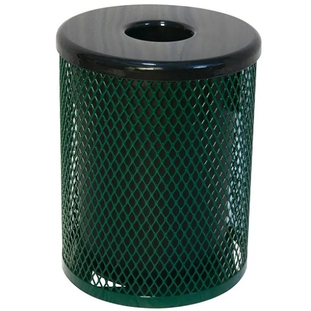 32 Gallon Outdoor Metal Trash Receptacle Kit w/ Lid & Liner